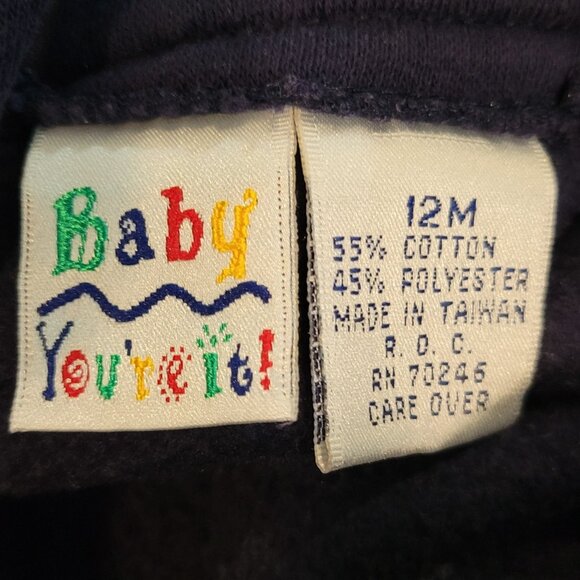 Vintage 12M Baby Embroidered Teddybear Cotton Blend Overalls - Picture 4 of 6